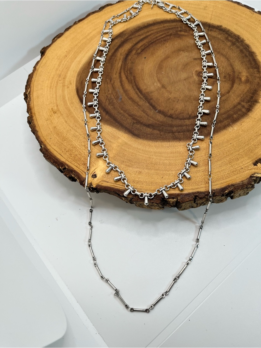 Zara Silver Double-Layer Charm Necklace